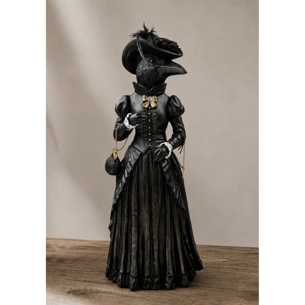 Hallows Eve 19 Inch Raven Lady Figurine Black Victorian Gothic Halloween Decor